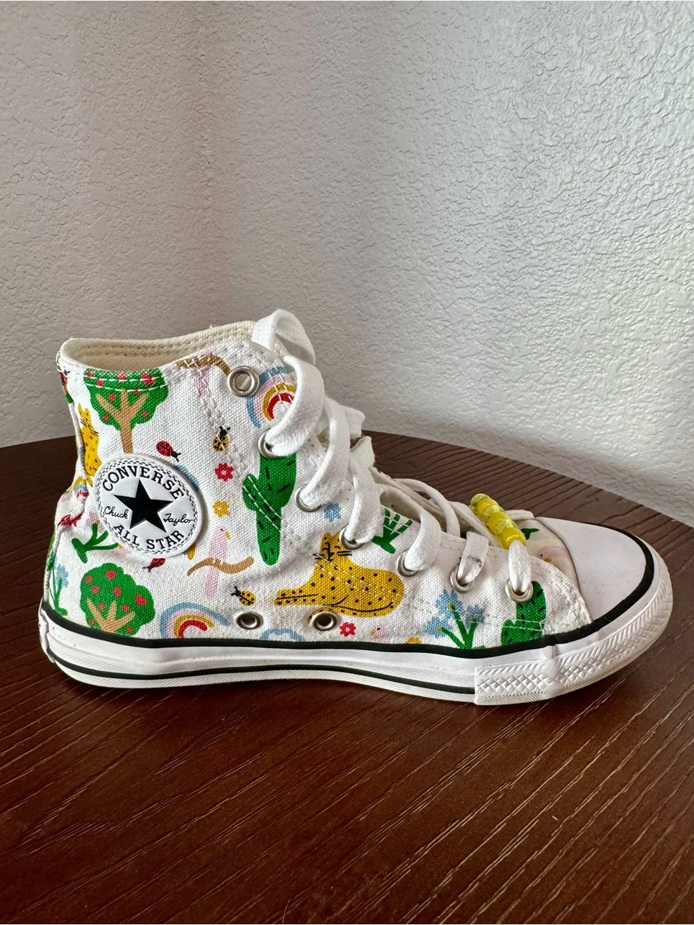Converse Kids' Explore Nature White High-Top Sneakers with Rainbow & Animals
